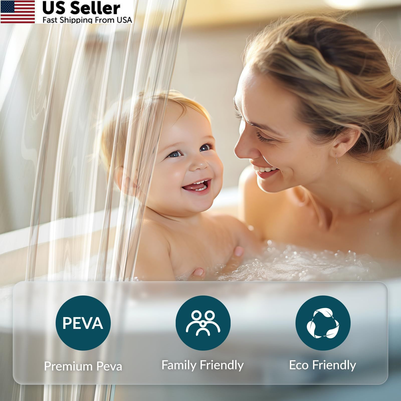 Titanker Extra Long Shower Curtain Liner 72×84 Clear PEVA Waterproof Bath