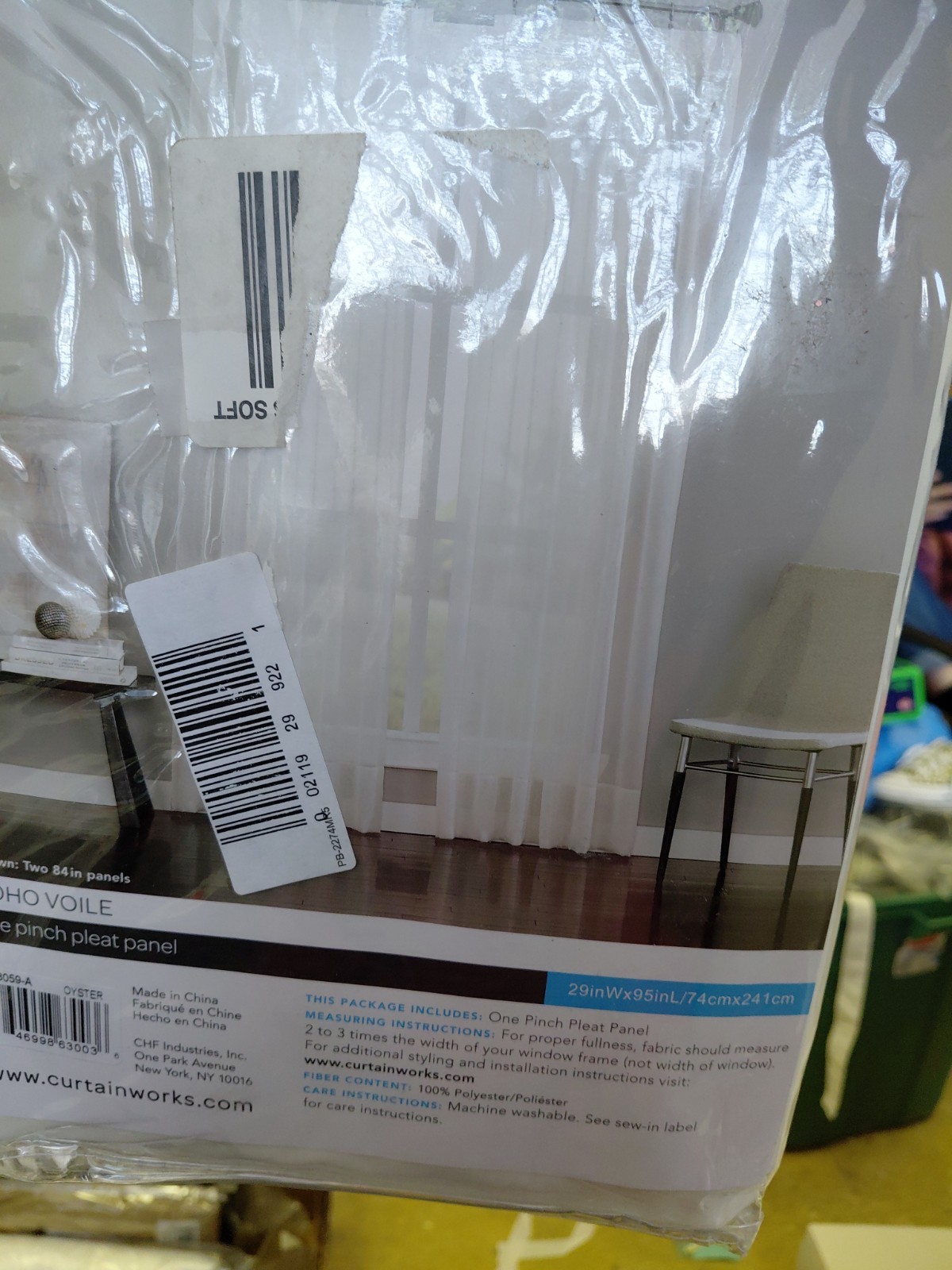 Curtainworks Soho Voile One Pinch Pleat Panel Curtain 29in W x 95in L Ivory