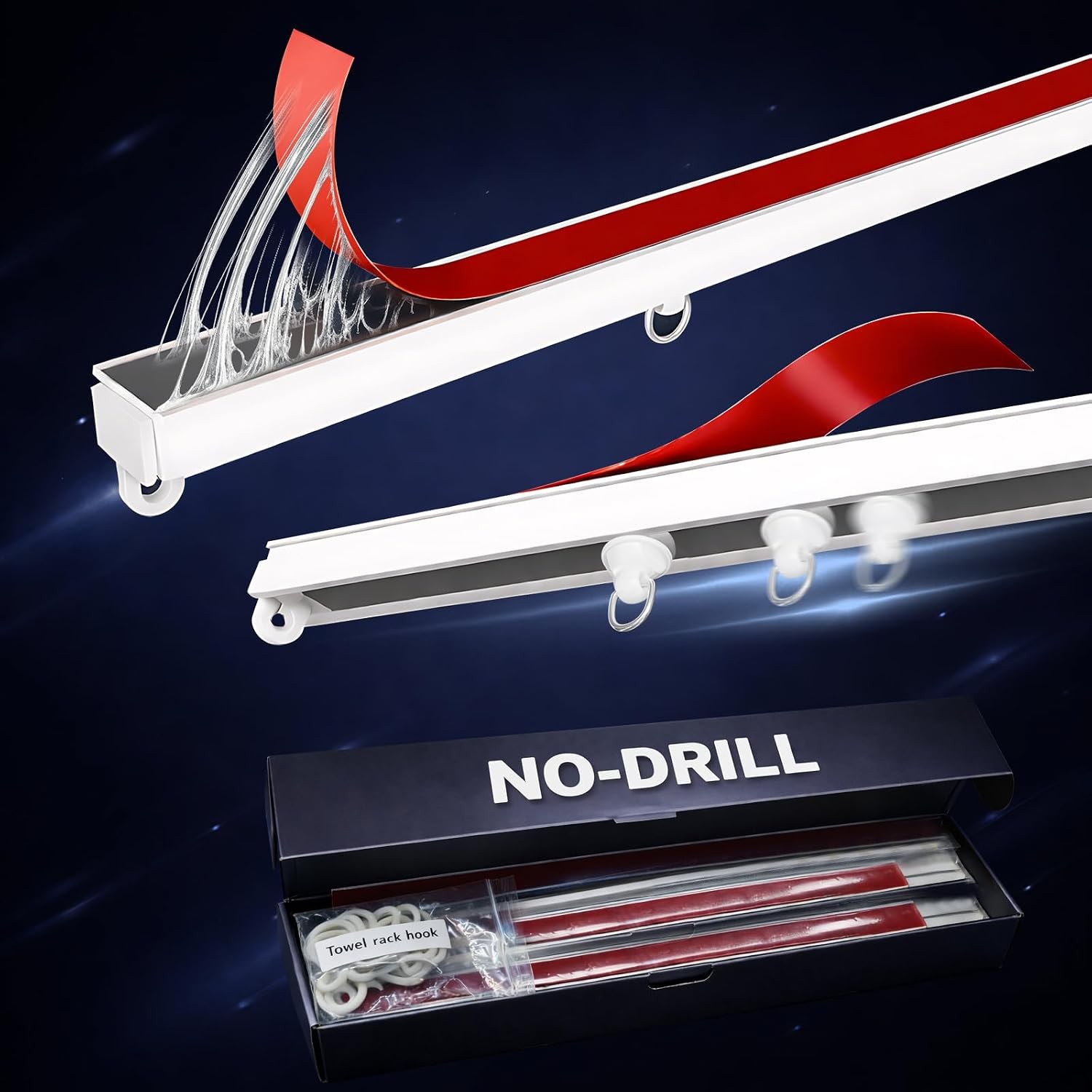 Self Adhesive Curtain Track, No Drill Adhesive Curtain Track, Peel and Stick