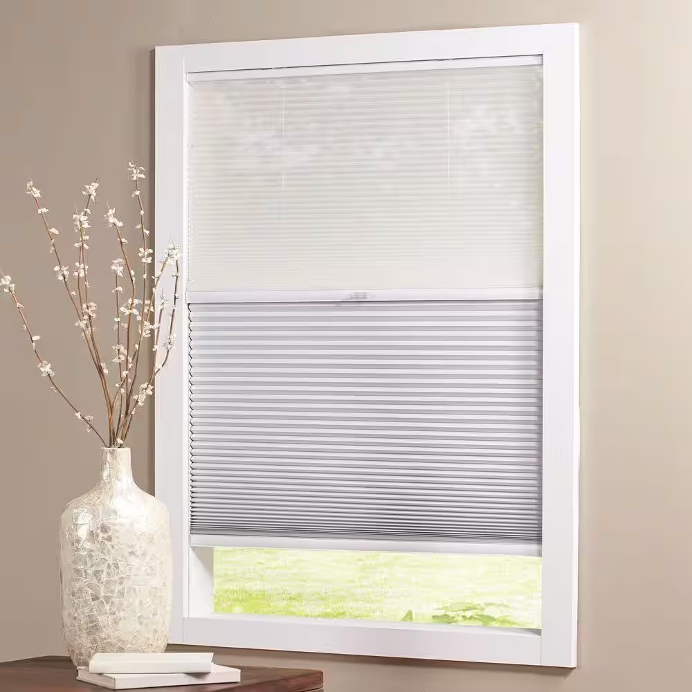 Snow Drift/Shadow White Day and Night Cordless Cellular Shades 54.25 W x 48 L