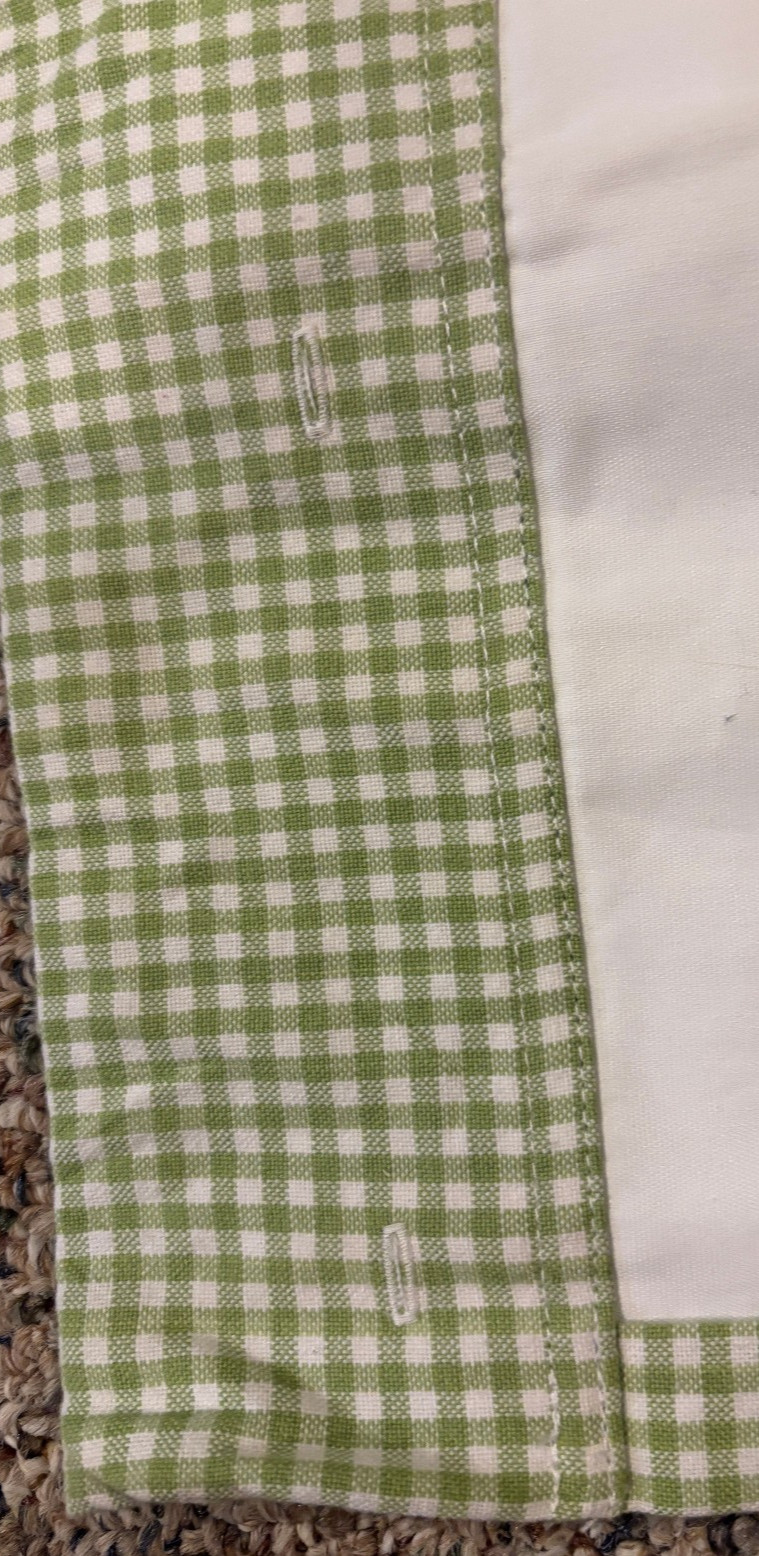 Pottery Barn Kids Lined Cotton Blackout Green Gingham Check Curtain Panel 44×84