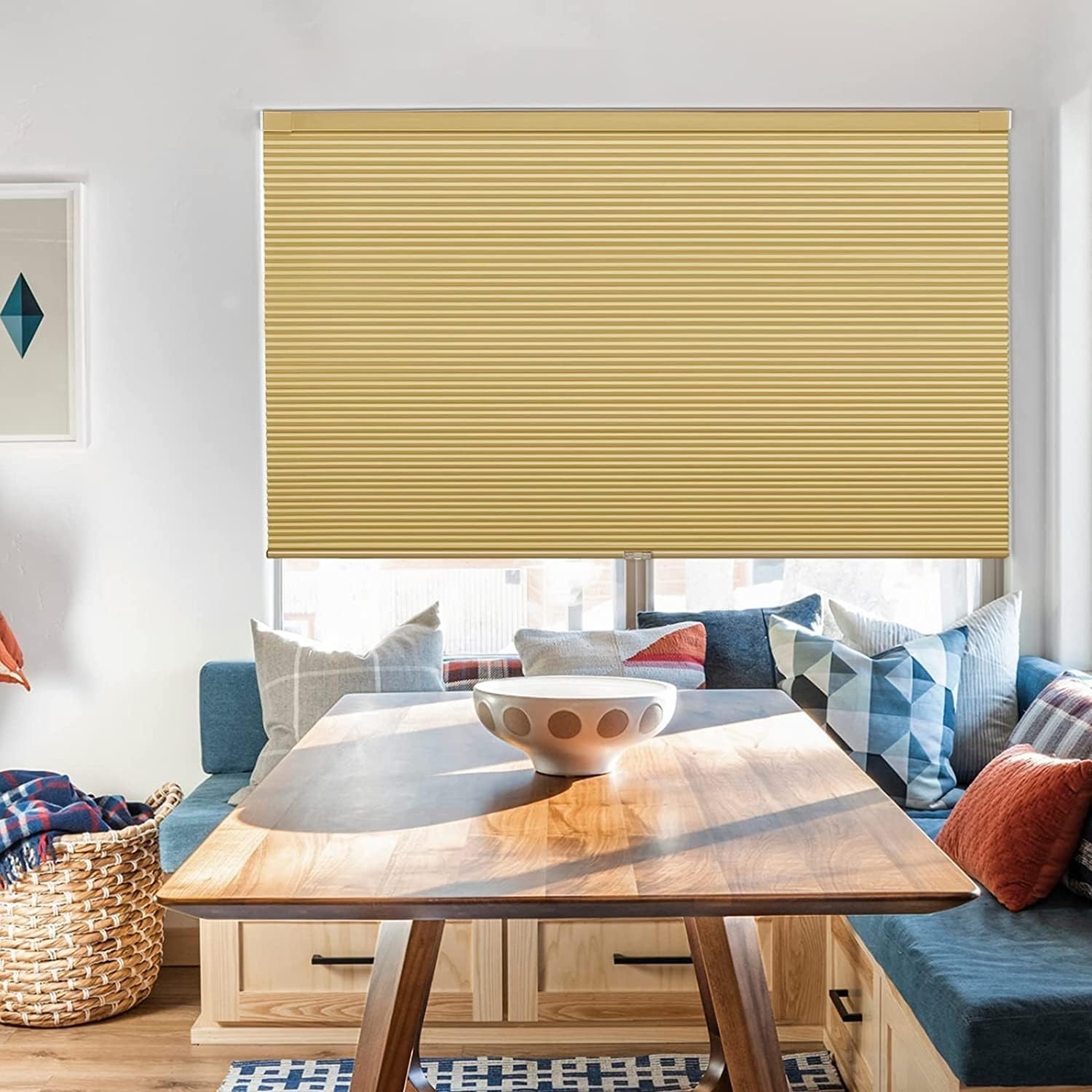 LazBlinds Cordless Cellular Shade No Drill Blackout Honeycomb Shades 23″W x 64″H