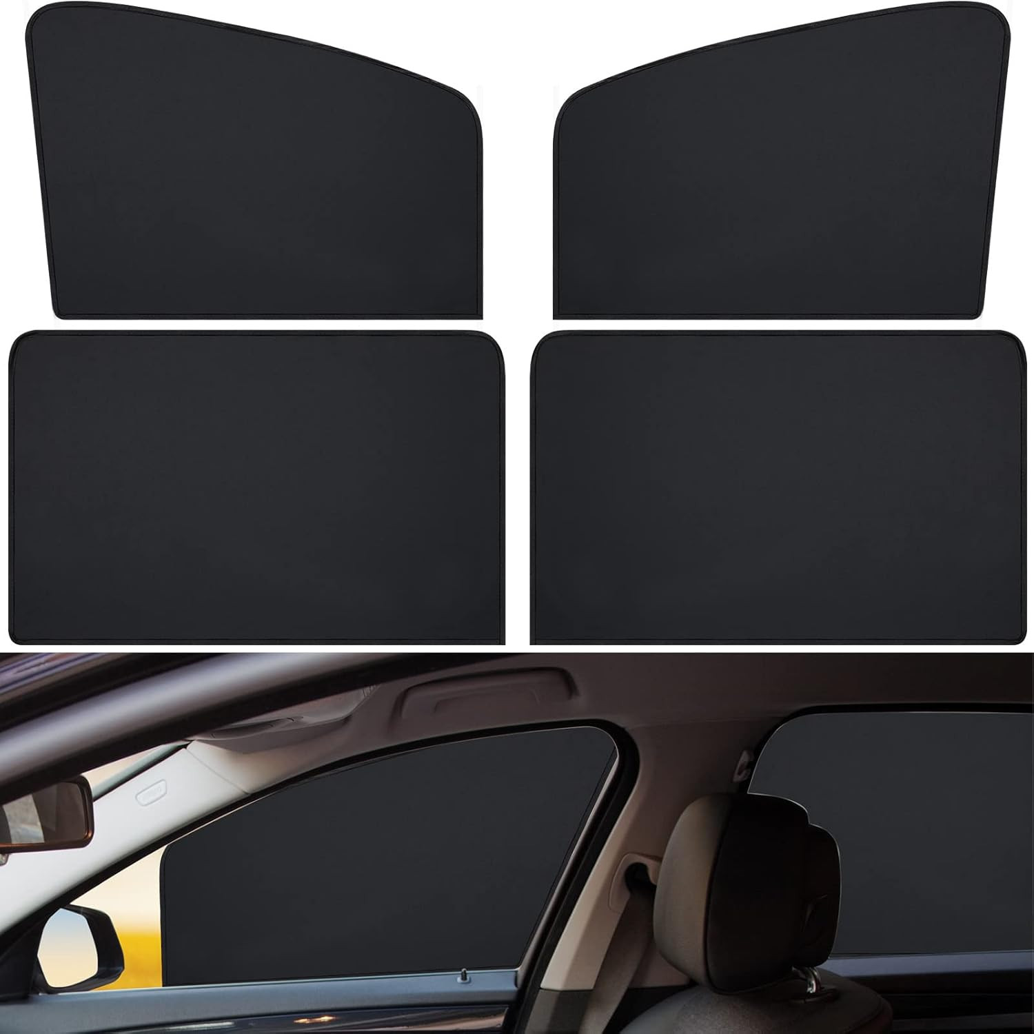 4 Pieces Privacy Car Window Sun Shades Magnetic Blackout Car Window Covers Ca…