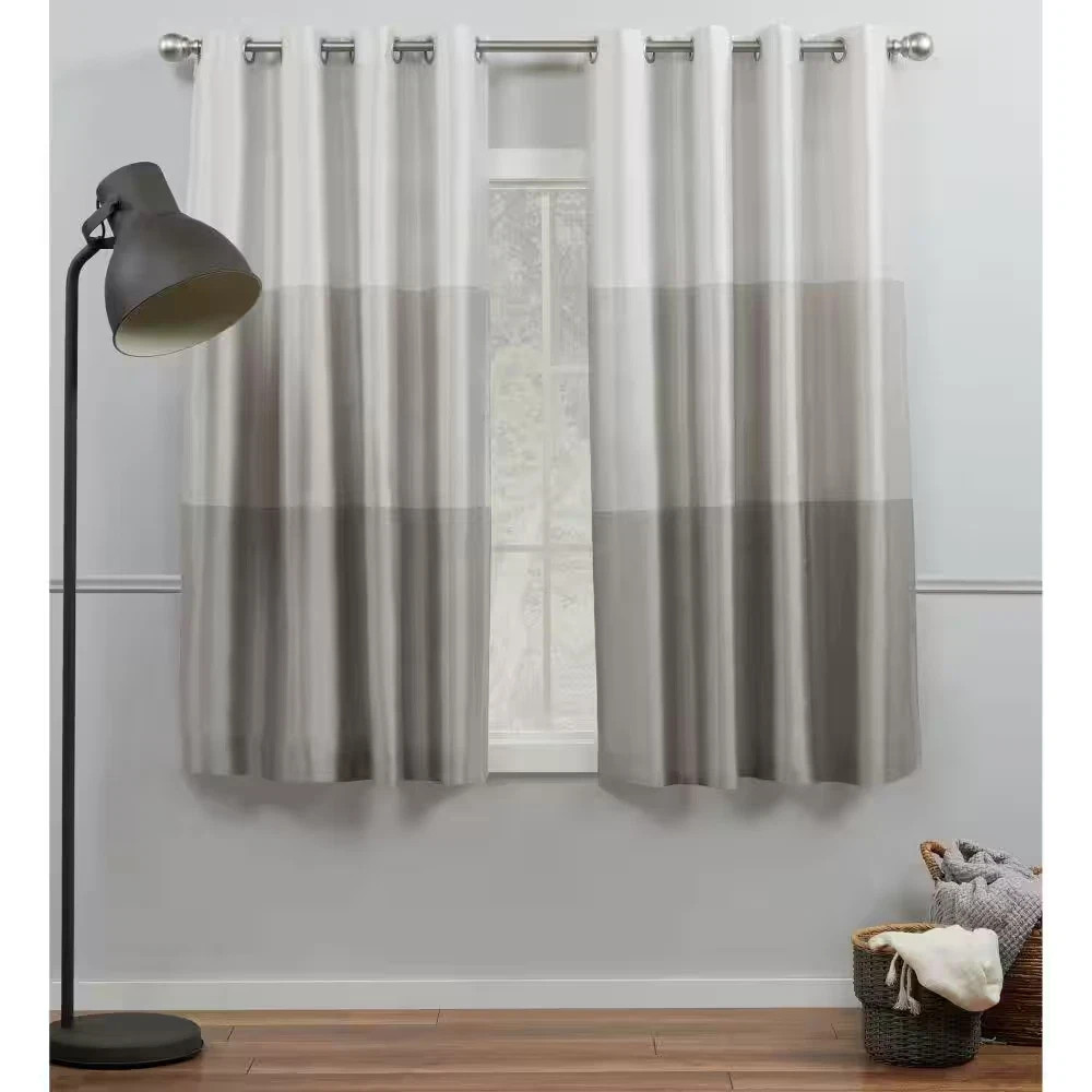Chateau Dove Grey Stripe Light Filtering Grommet Top Curtain, 54 In. W X 63 In.