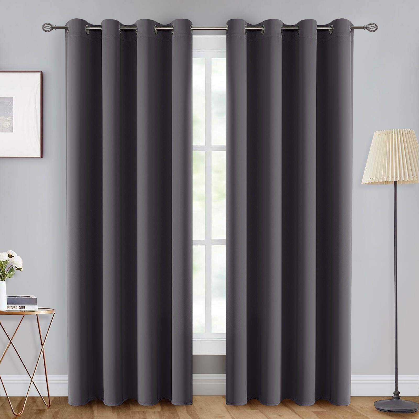 100% Blackout Thermal Insulated Window Curtain Grommet Curtains (2 Panels Set)