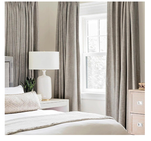 MIULEE Blackout Curtains Gray Tan Faux Linen 51 x 84 Curtain Panel Pair NEW