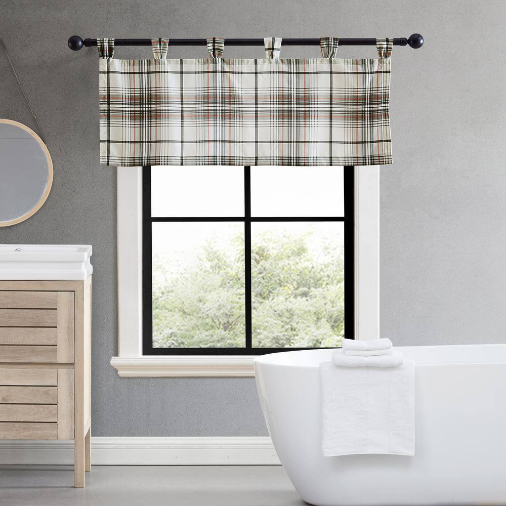Alder Plaid Grey Microfiber 50X20 Tab Top Window Valance