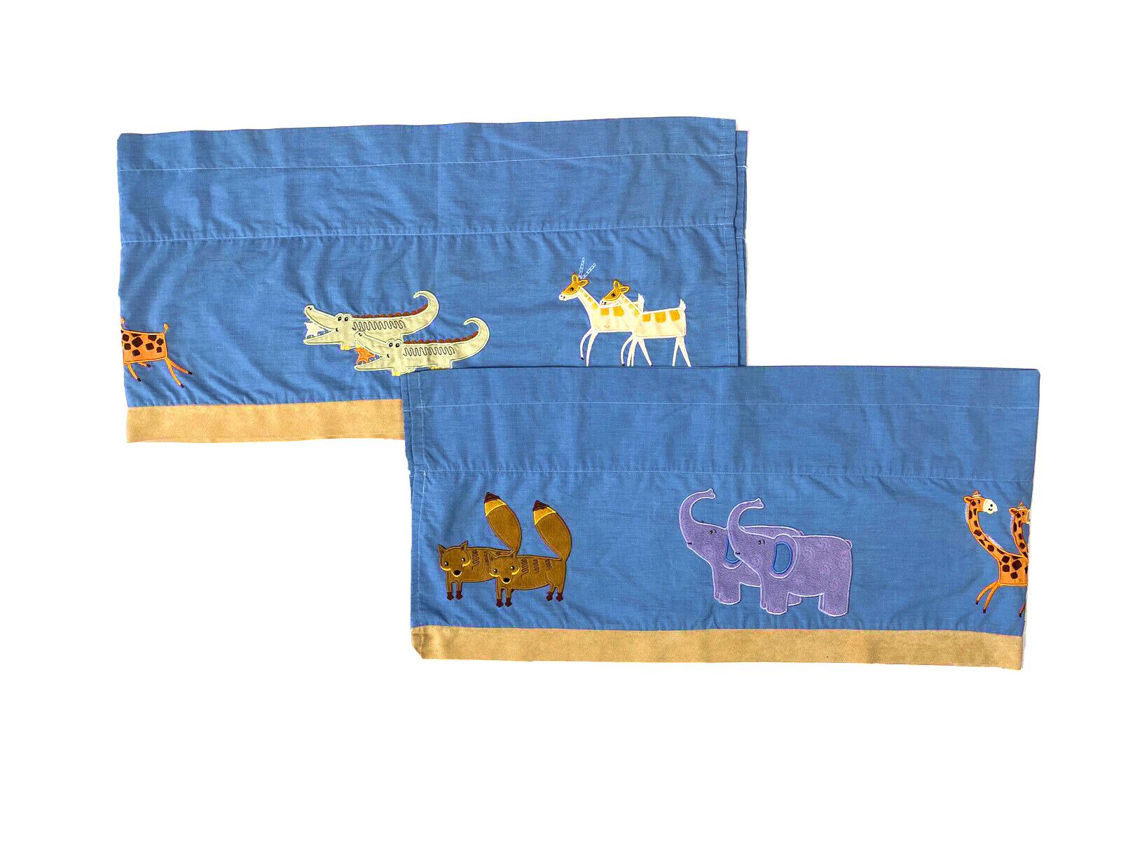2 Kids Window Valances Room Short Curtains Blue Animals Zoo Safari Nursery Pair