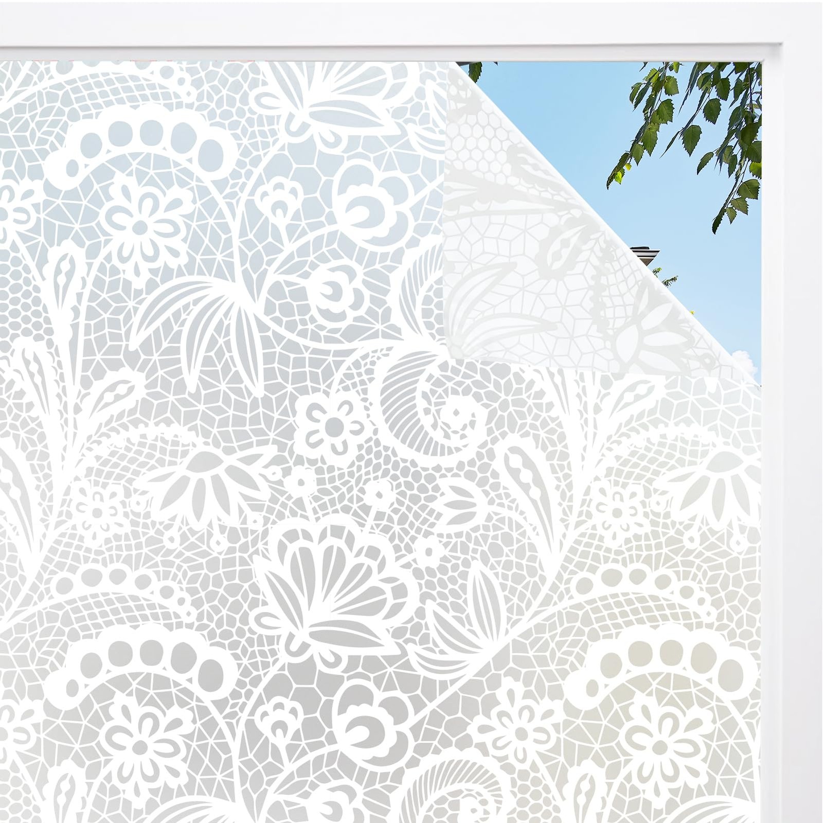 DKTIE Bathroom Window Privacy Film White Canvas Texture 17.7” x 78.7”, S686
