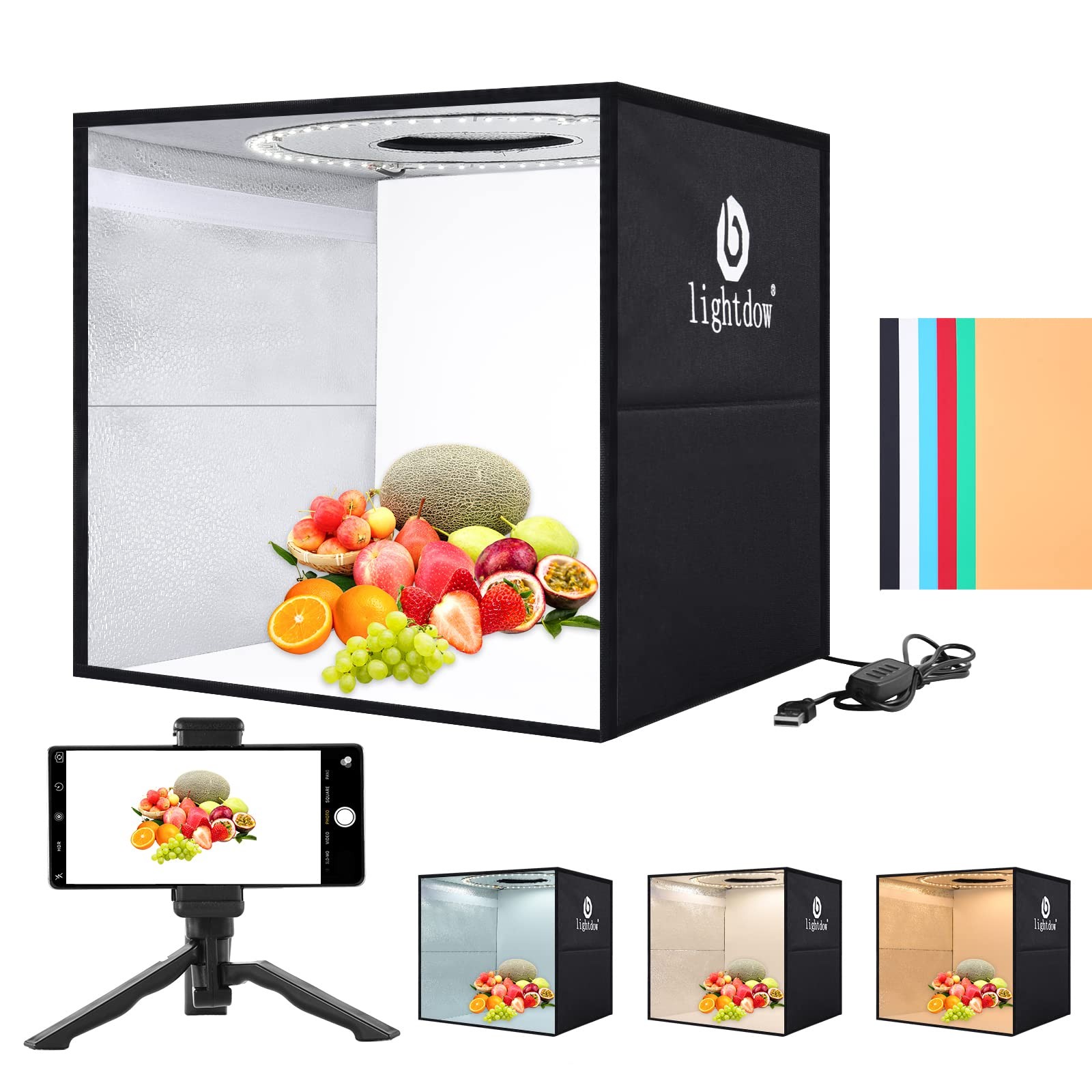 12″x12″x12″ Photo Studio Light Box Photography with Desktop Tripod & 120 LEDs…