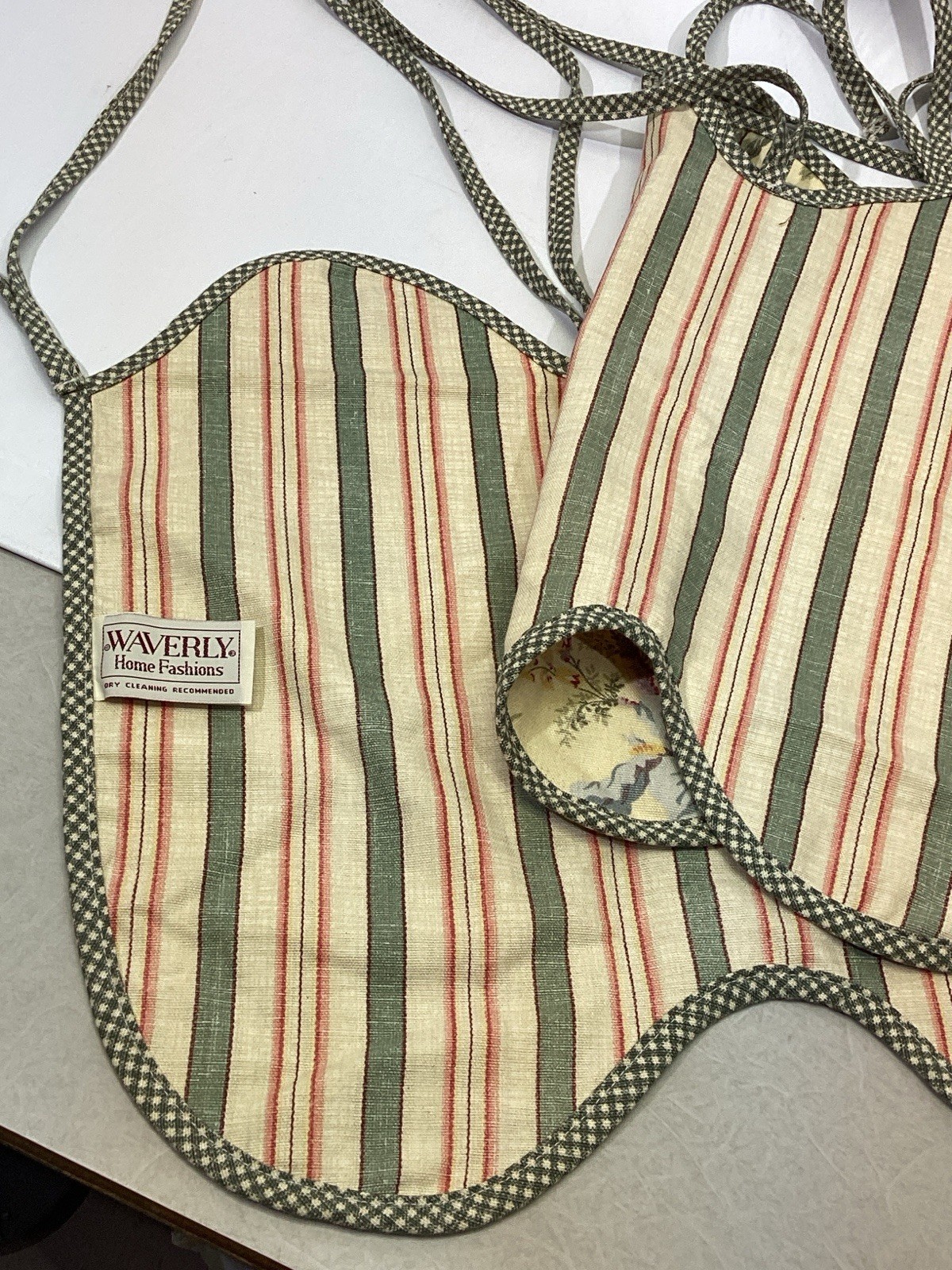 2 Waverly Devon Tie Top Valance Floral & Gingham 78”W 17″ L Dbl Scalloped RARE
