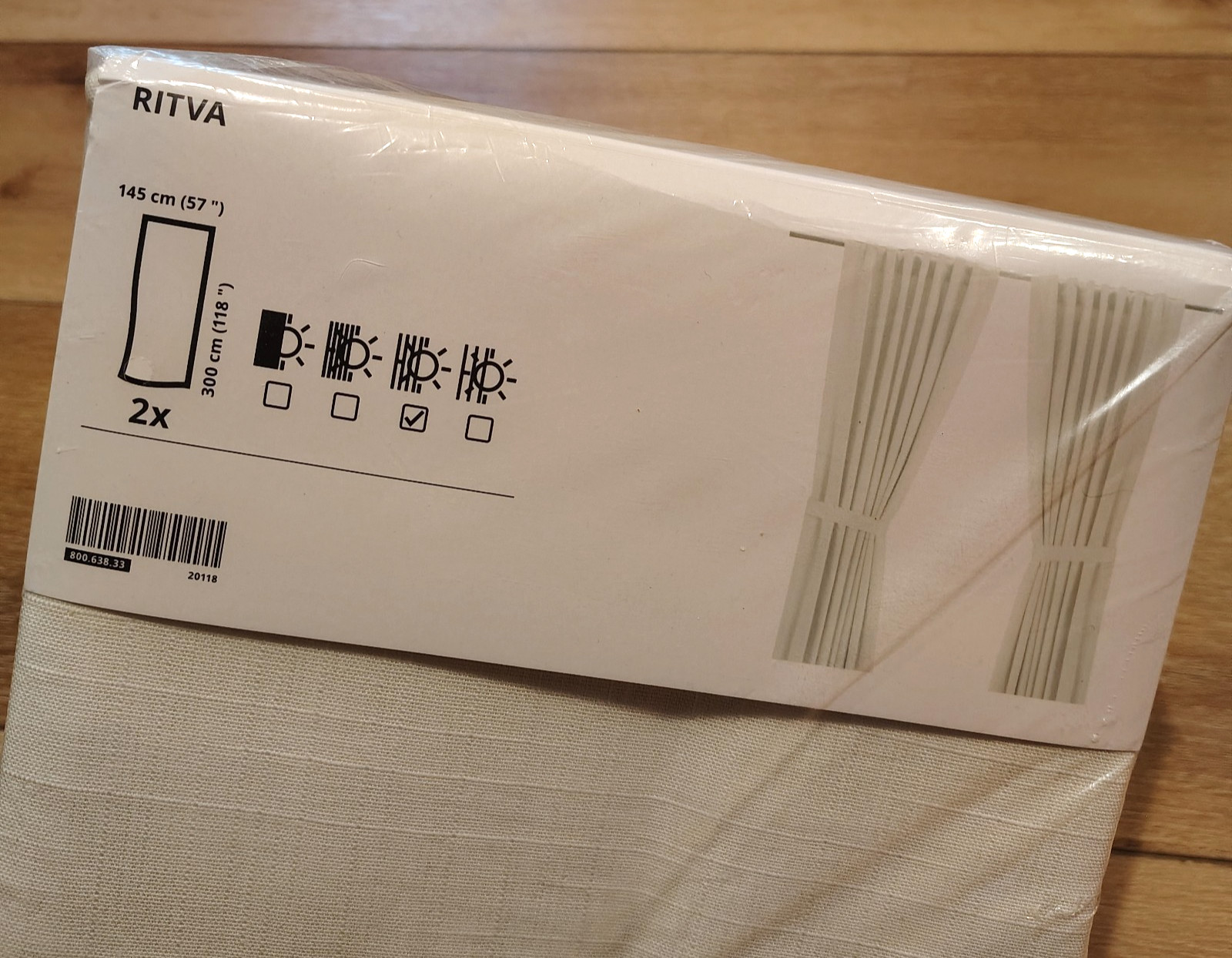 One Pair Ikea Ritva Ivory Cotton Curtains/Drapes (57/118) NEW