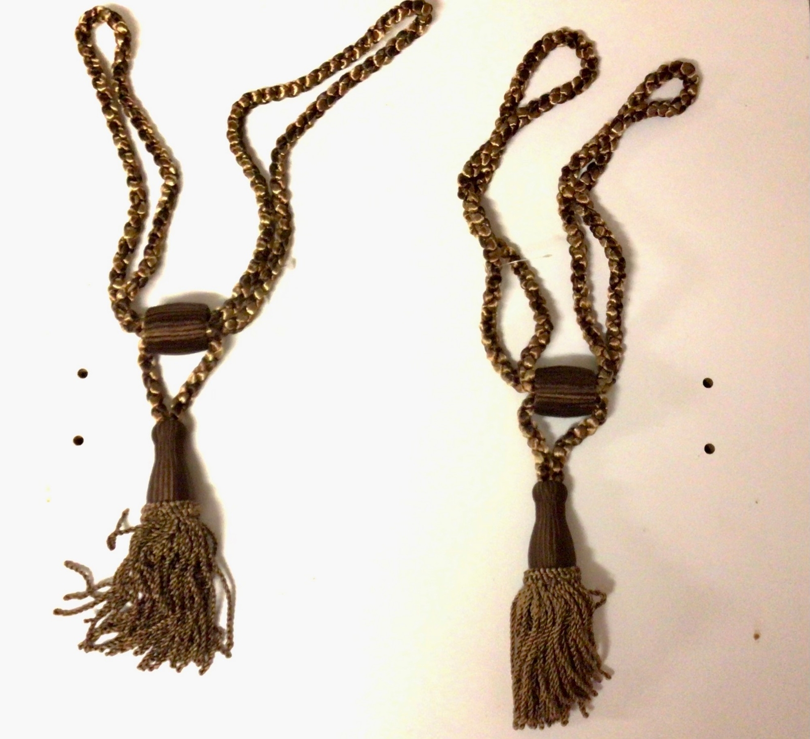 PR03 2 Brown & Tan 24″ Curtain Tieback 5-1/2″ Tassels Cotton Acetate Polyester
