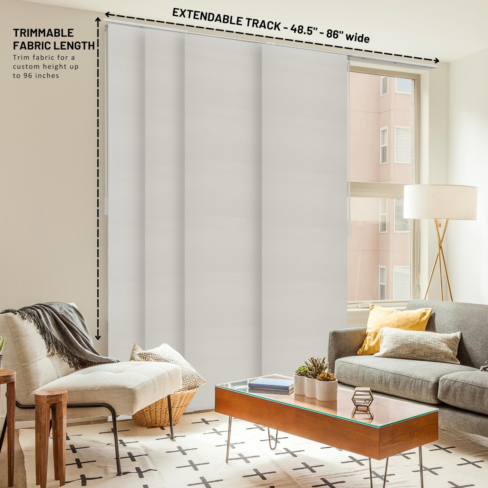 CHICOLOGY Panel Track Blinds for Sliding Glass Door, Adjustable Track for Pat…