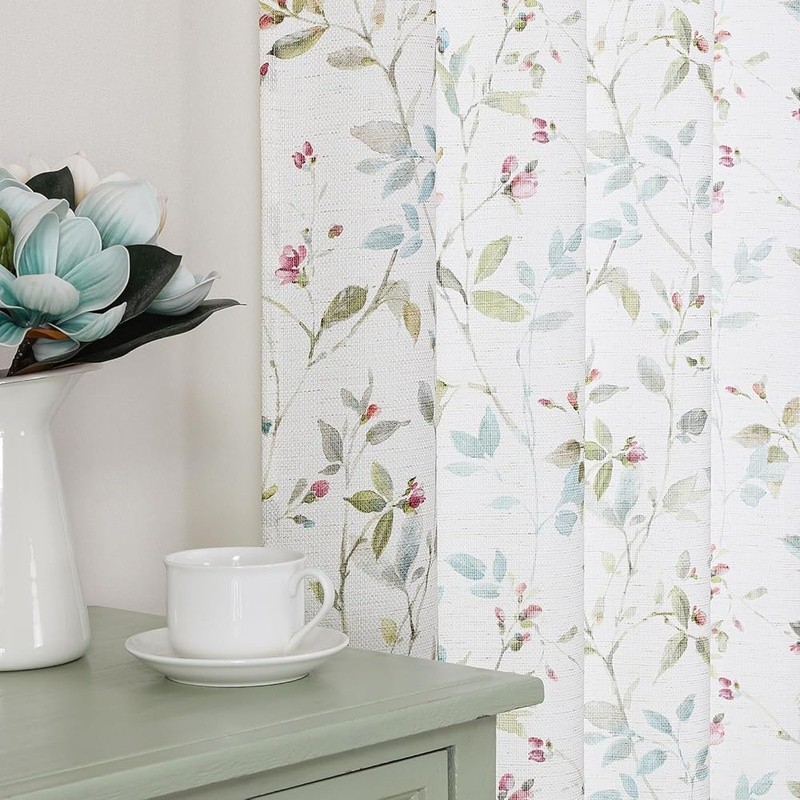Floral Valances Panels Light Filtering Curtains Rod Pocket Linen Blend New