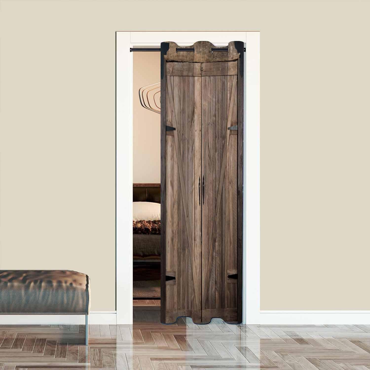 Wooden Barn Doors Doorway Curtains Rustic Farmhouse Brown Doorway Curtain 1 P…
