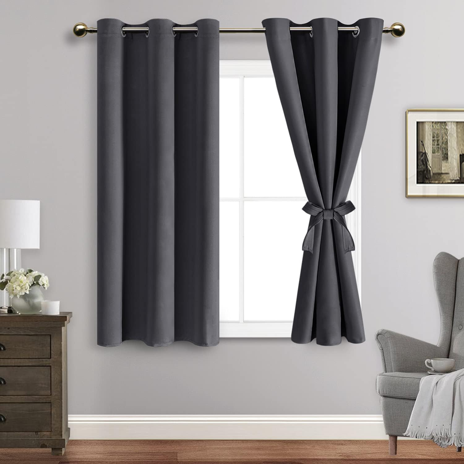 Blackout Curtains with Tiebacks – Thermal Insulated, Light Blocking and Noise Re