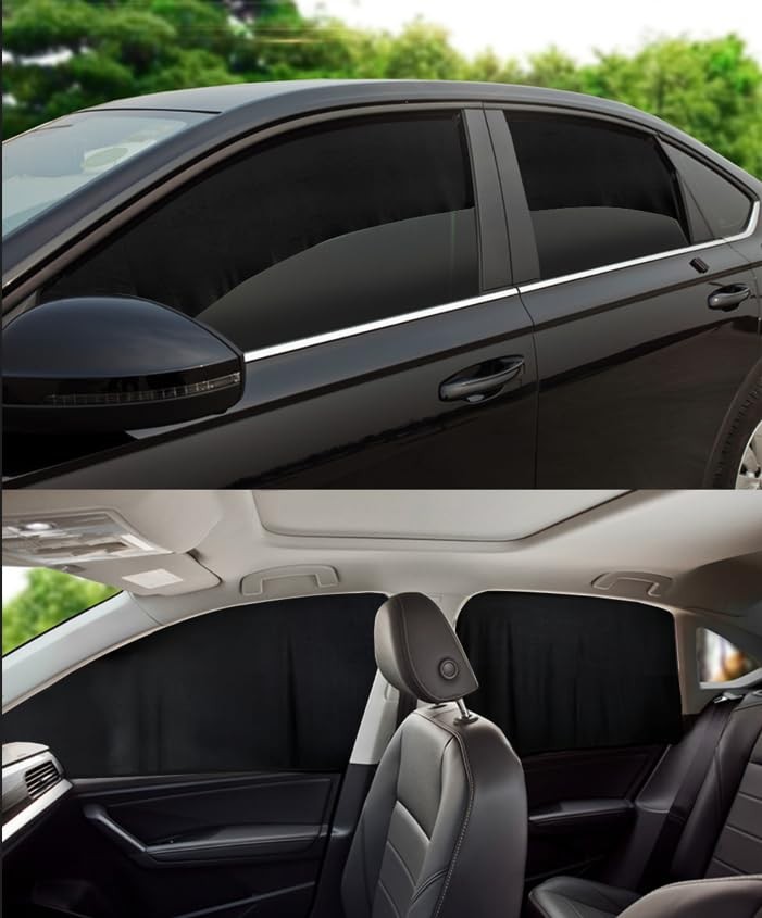 Car Side Window Sun Shades Magnetic Automotive Fron&Rear-Side Curtains, Black