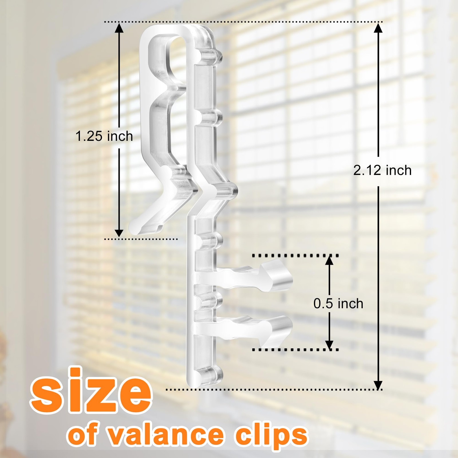 2-1/8″ Valance Clips for Blinds, 12 Pack Replacement Clips for Window Blind | Cl