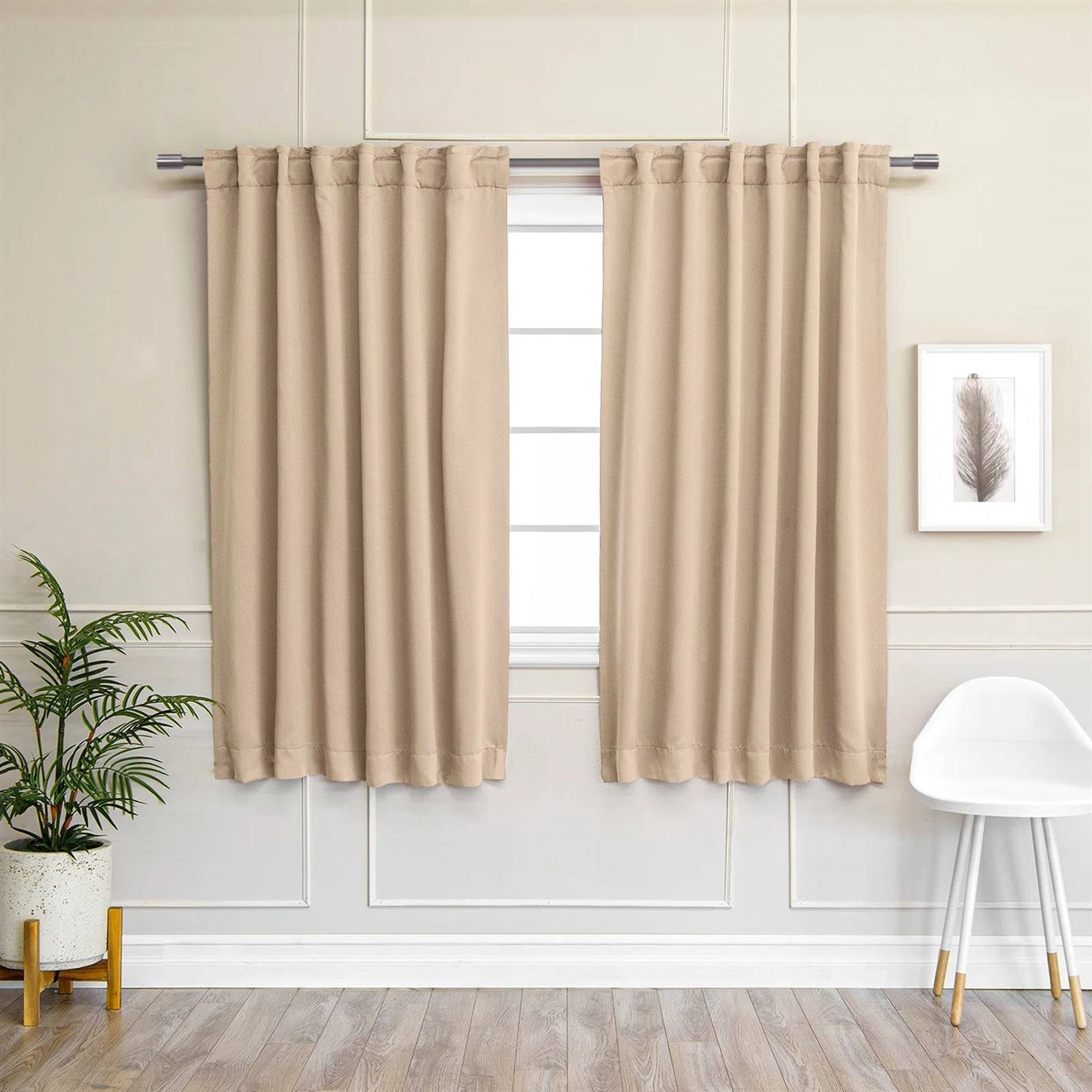 Thermal Blackout Curtains Curtain Panels Set of 2 Two 52 inches x 54 Inches