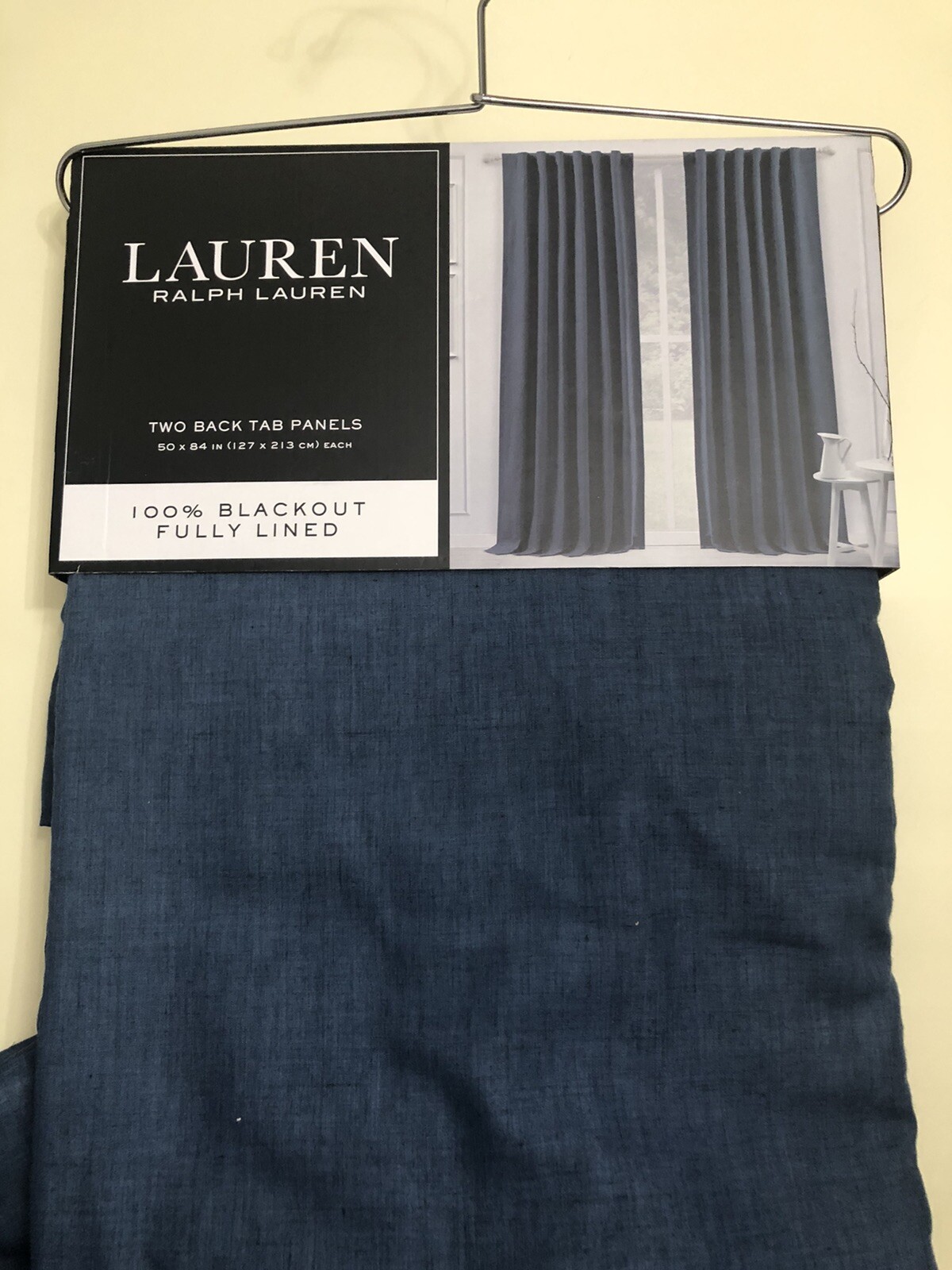 Ralph Lauren Two Back Tab Panels 50” X 84” 100% Blackout Fully Lined INDIGO BLUE
