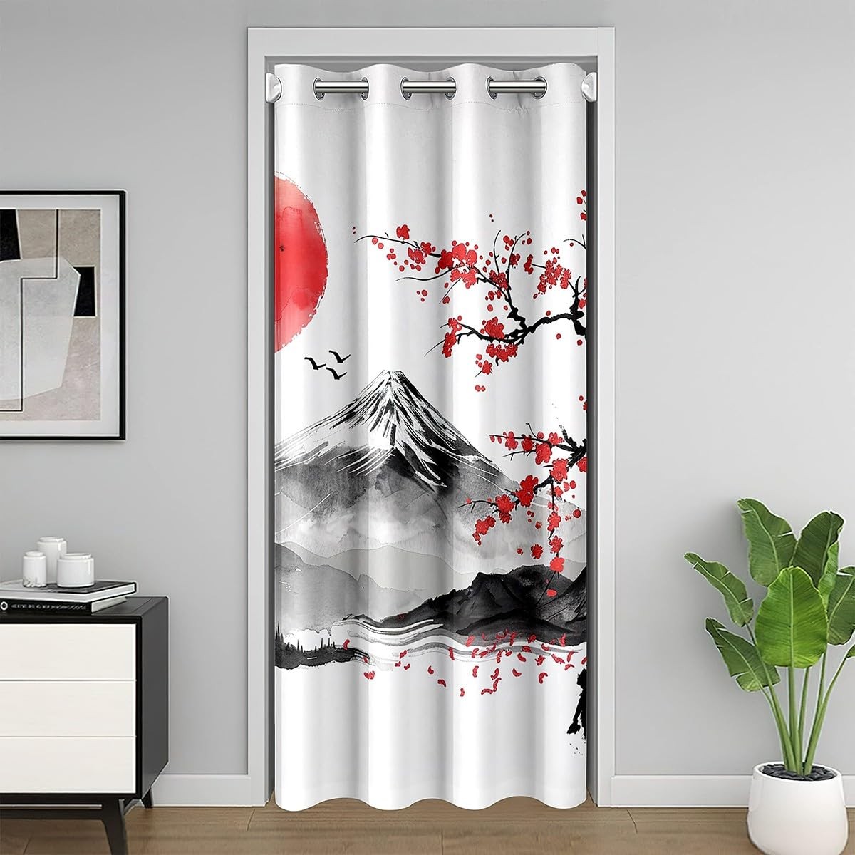 Jejeloiu Japanese Doorway Curtain Privacy Japan Cherry Blossom Door Cover