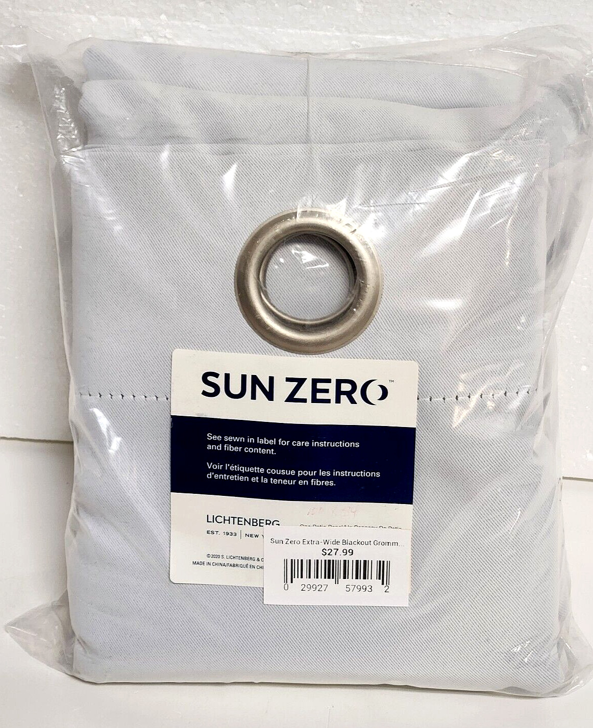 Sun Zero 100 w x 84 L Dove White Blackout Grommet Patio Door Curtain Panel