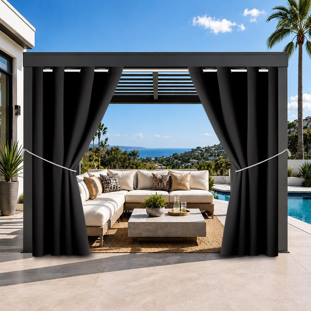 Waterproof Outdoor Curtain W52 X L84 – Grommet Top Sunlight Blocking Window Trea