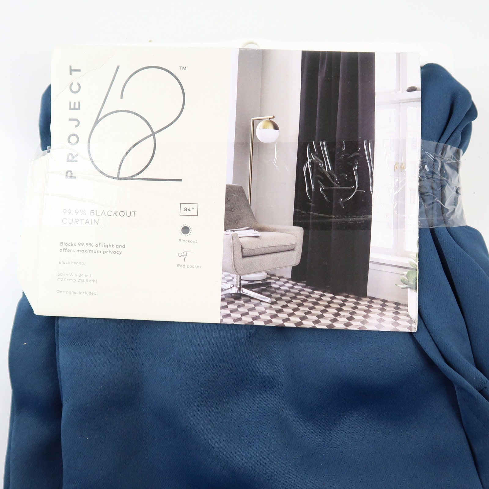 Project 62 Blackout Curtain Window Panel 84″ Rod Pocket 50×84 New Drapery Panel