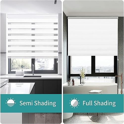 JOYDECO WHITE SHEER ZEBRA BLINDS CORDLESS 70″ W×75″ H SC0003-OWH-70-V2 – WHITE