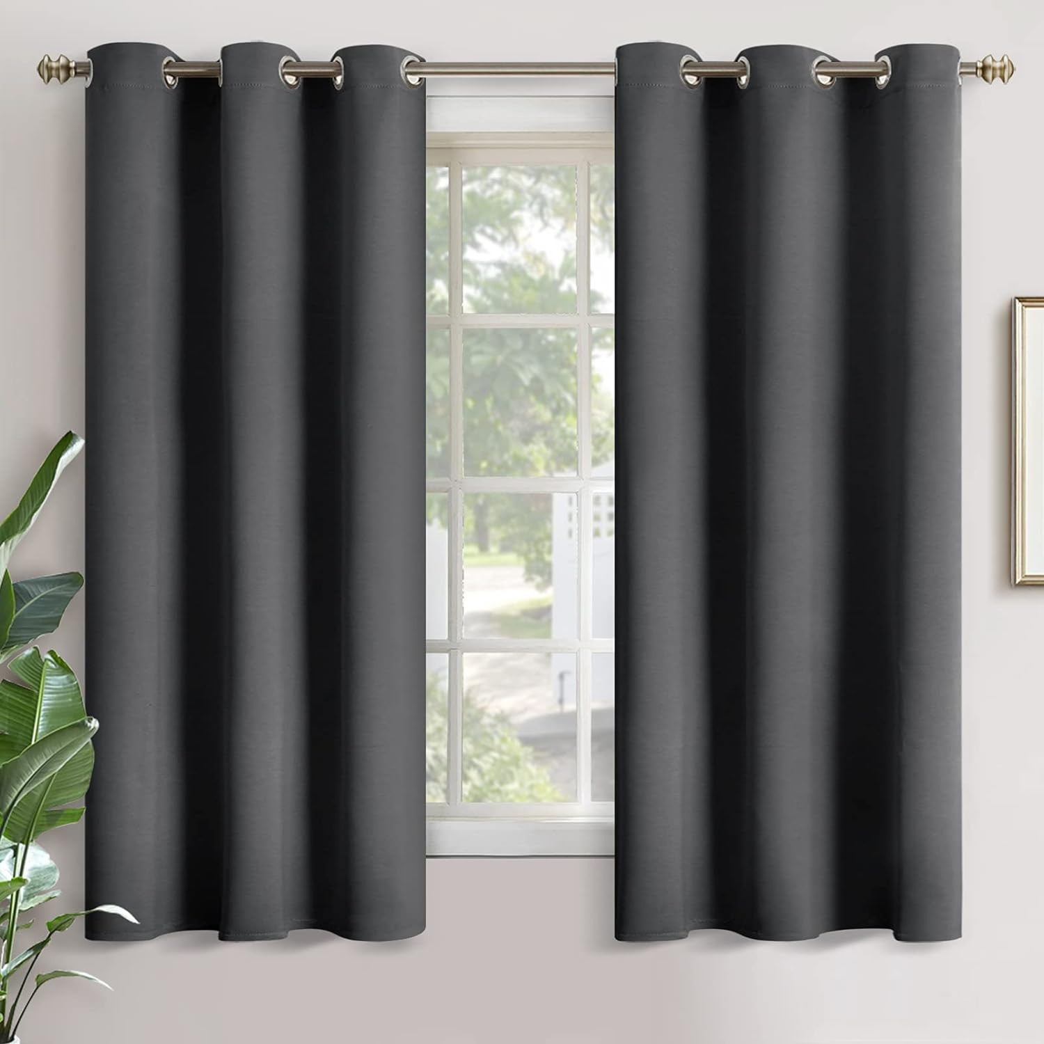 YoungsTex Blackout Curtains for Bedroom 63 42″W x 63″L (Pack of 2), Dark Grey