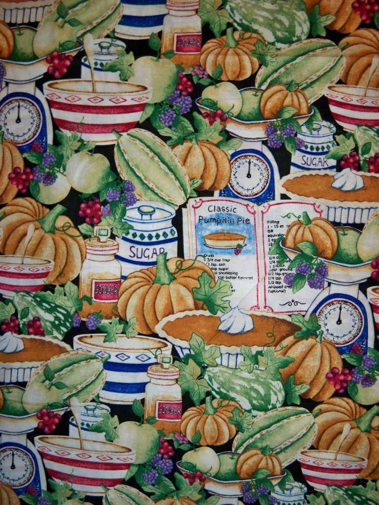 LINED WINDOW VALANCE 42X12 BAKERY BAKING PUMPKIN PIE HARVEST THANKSGIVING FALL