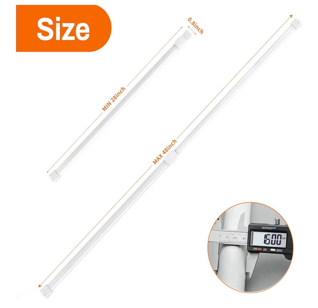KIMWASON WHITE 6 Adj.Length Spring Curtain Rods for Multi DIY Projects