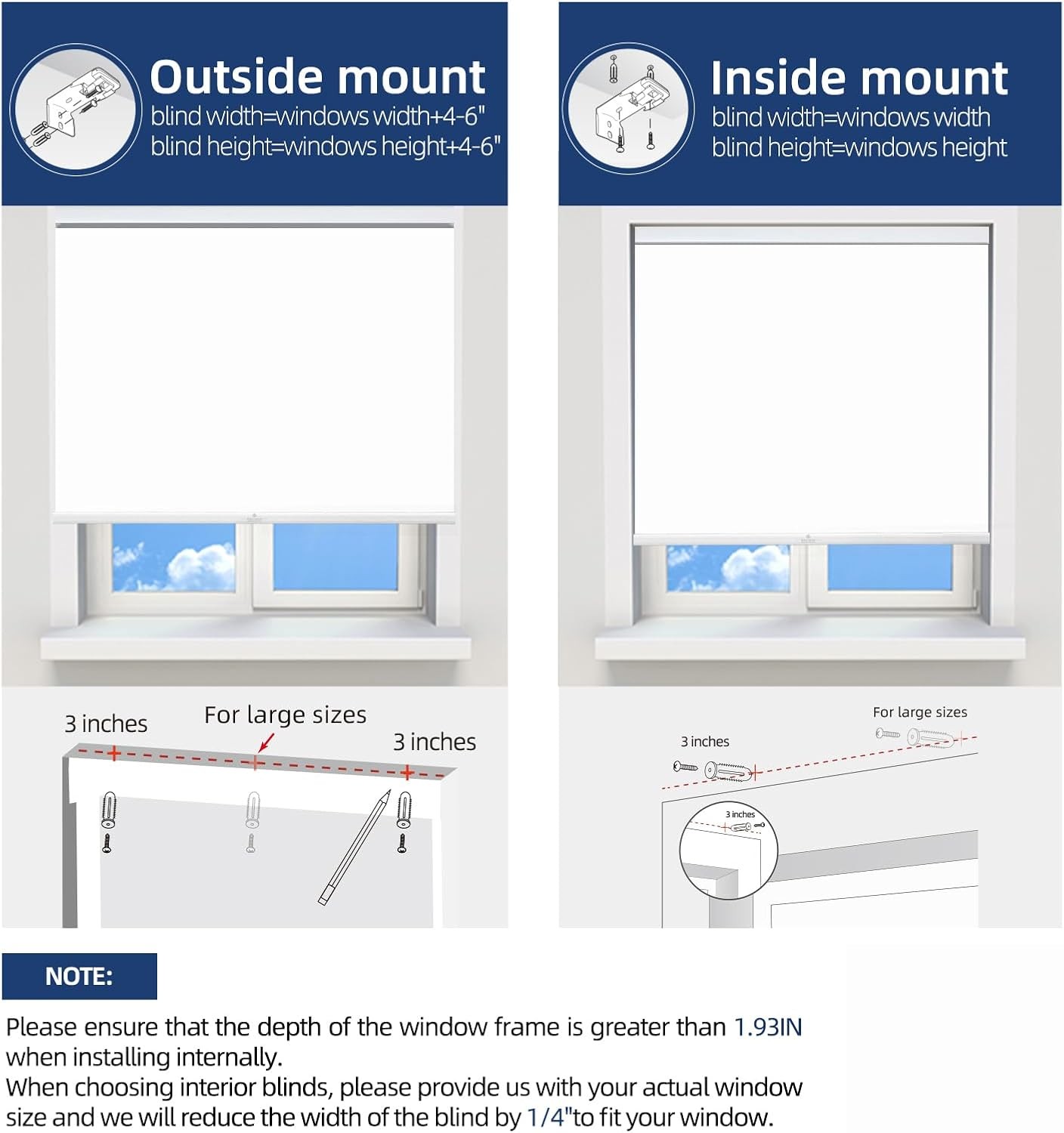 sunmaintain 46x72in Cordless Light Filtering Roller Shade Free-Stop Thermal
