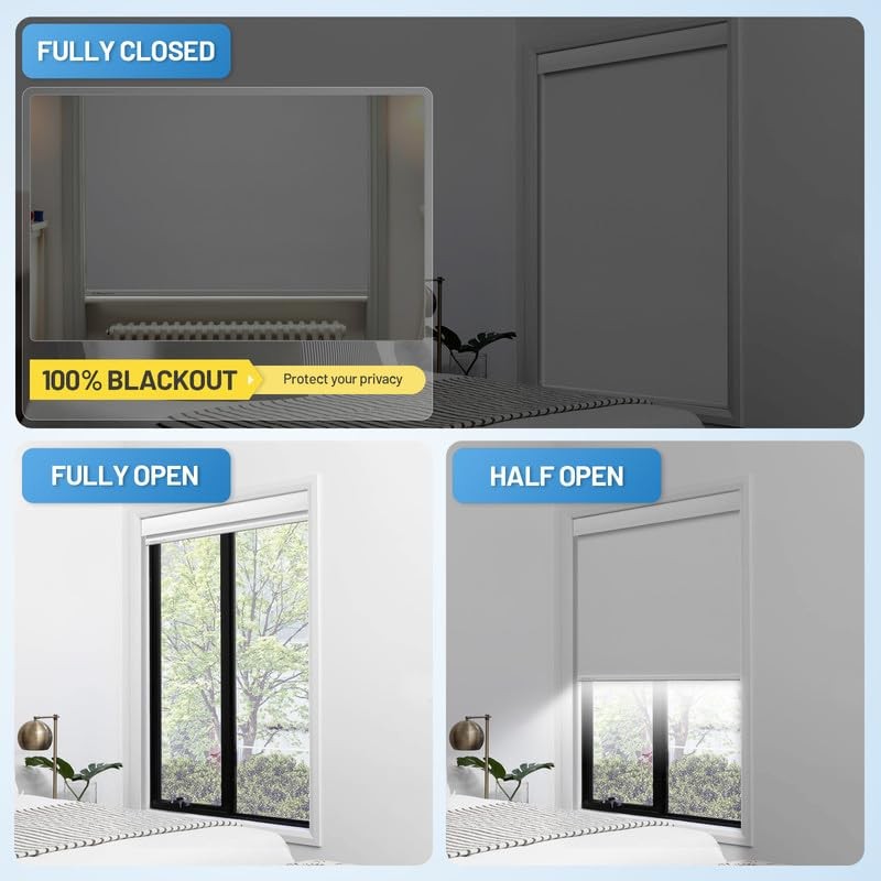 Citolen Motorized Blinds Remote Solar Panels Cordless Smart Blinds Valance