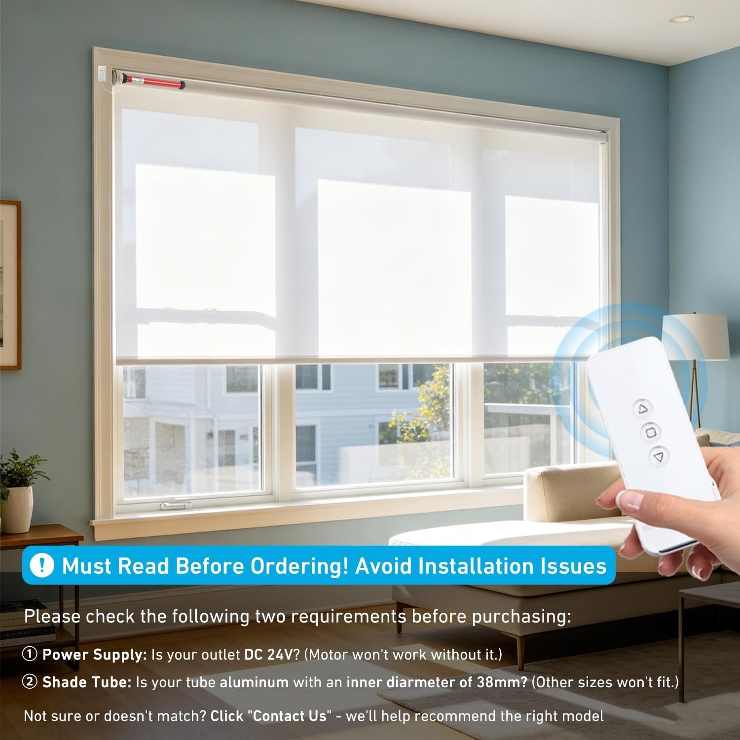 Smart 24V Roller Blinds Motor Kit for Sheer Shades – Alexa & Google Compatible