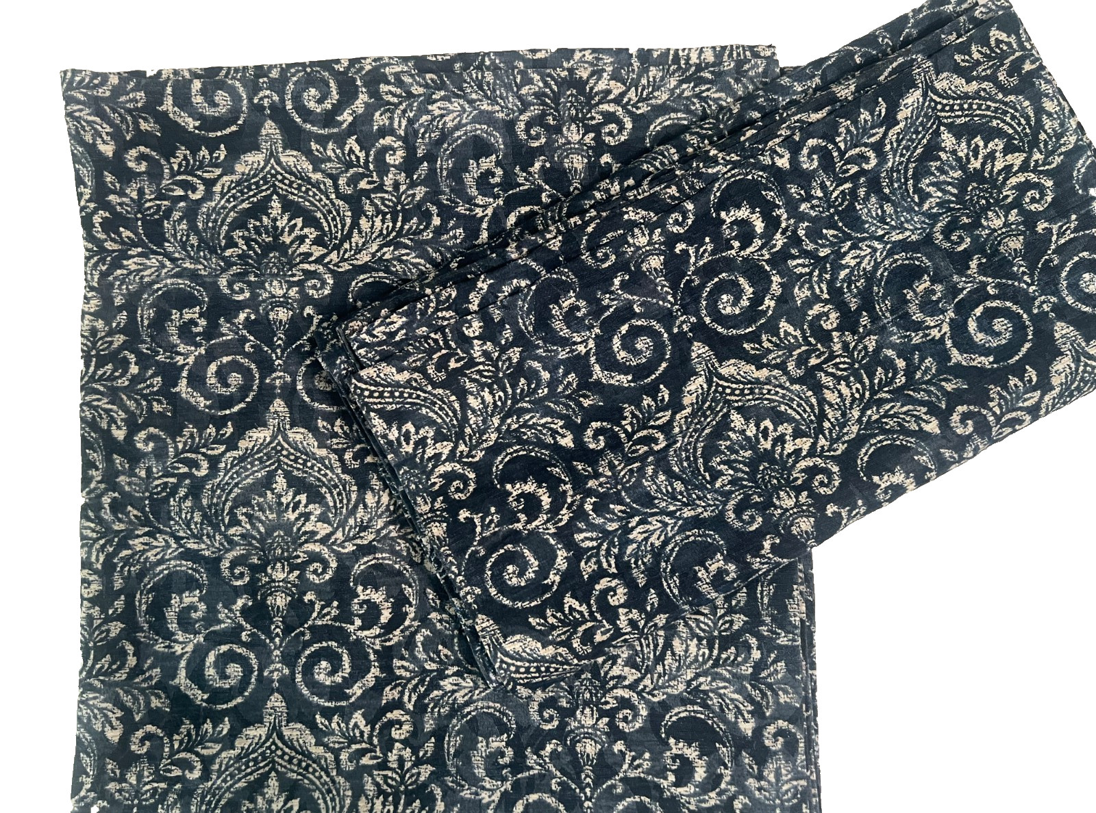 JCPenney Batik Floral Indigo Blue 2pc 78 x 84 Drapery Panel Set