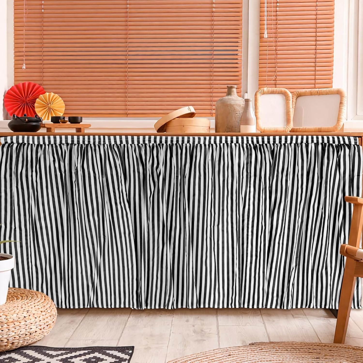 Contemporary Privacy Solution: 51×28 Striped Cabinet Curtains – Machine Washable