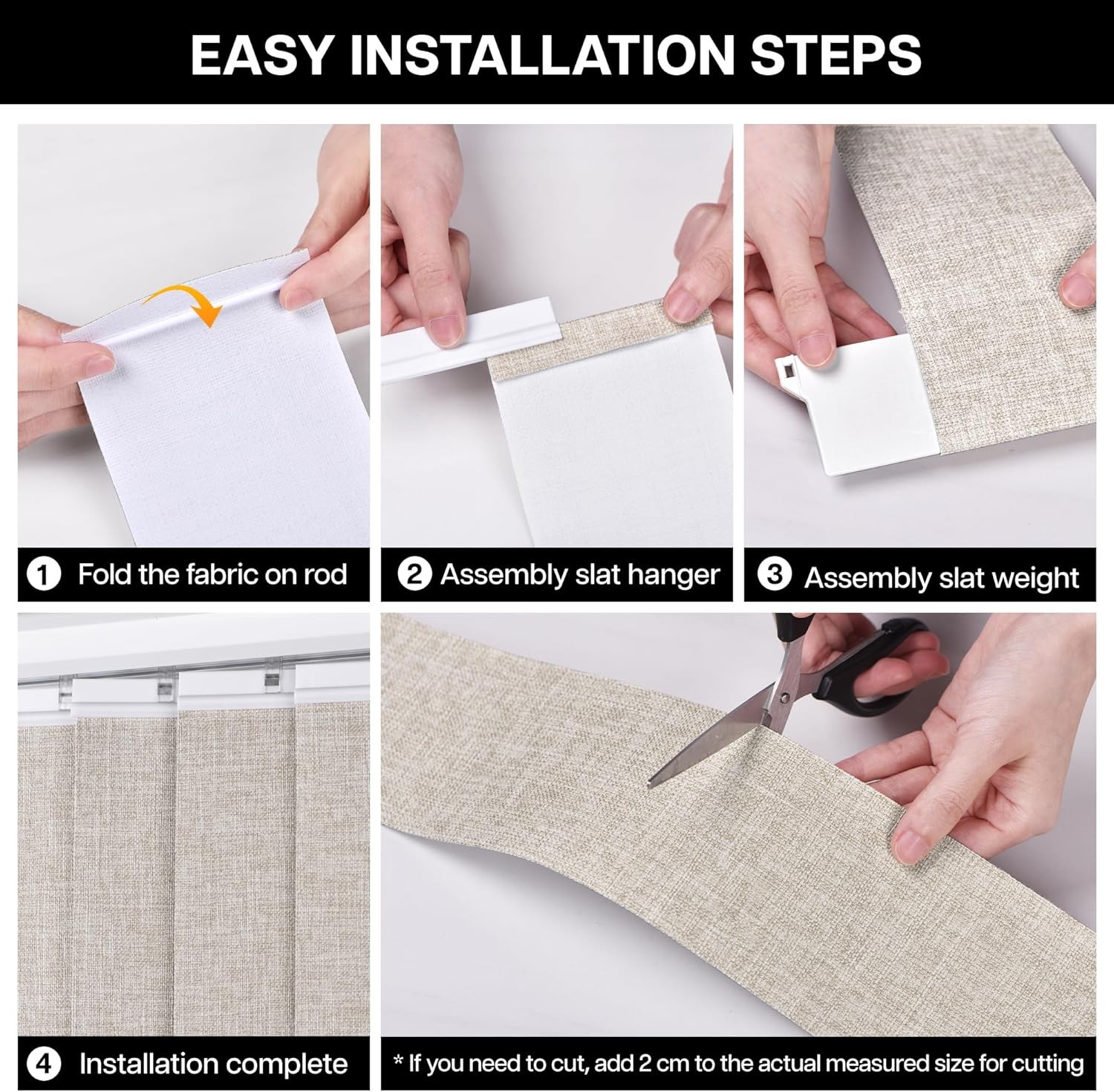 Vertical Blinds Replacement Slats, 34 Pack, Natural | Polyester Fabric for