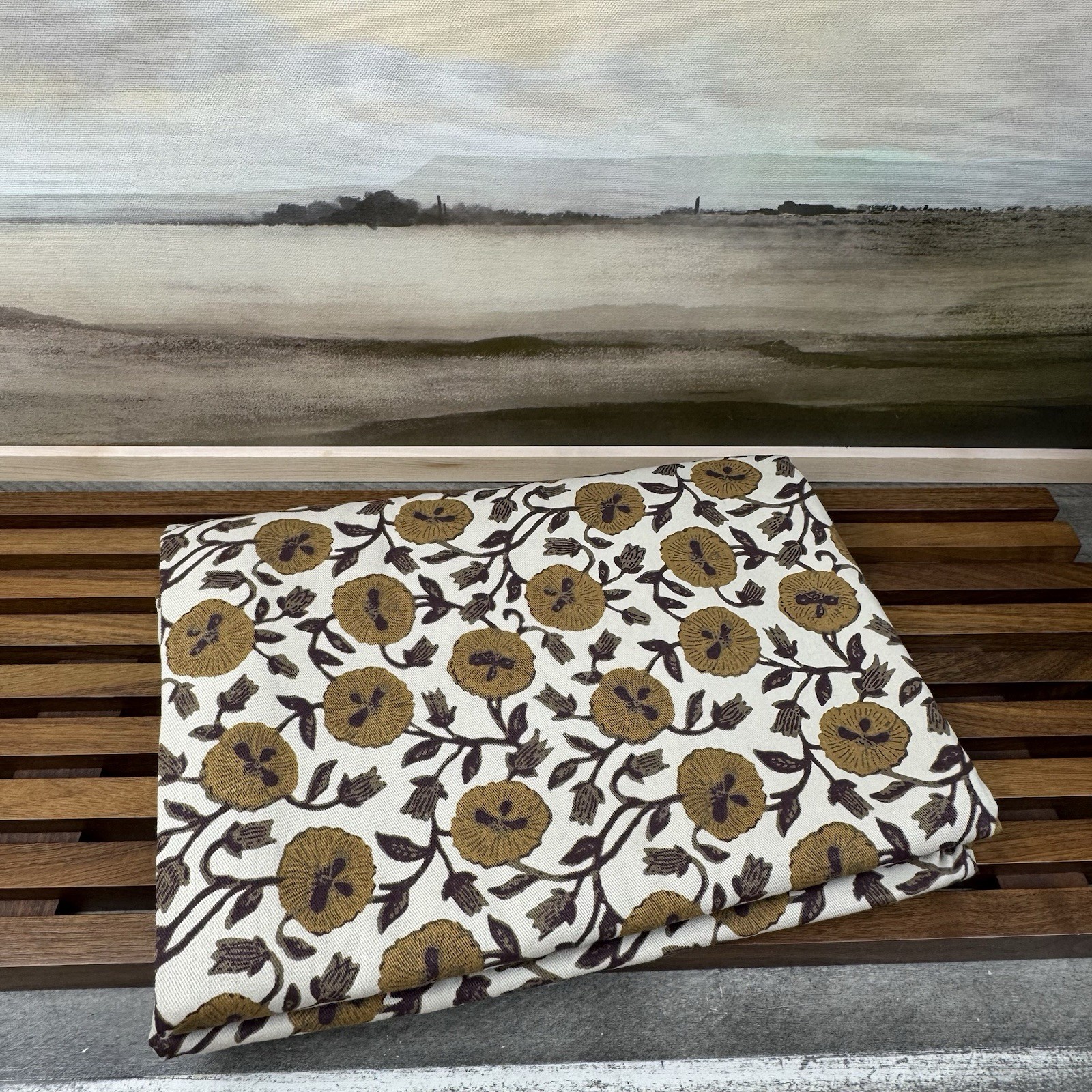 West Elm (1) Laney Floral Curtain Drape 48”x96” Unlined Honey Multi NWOT