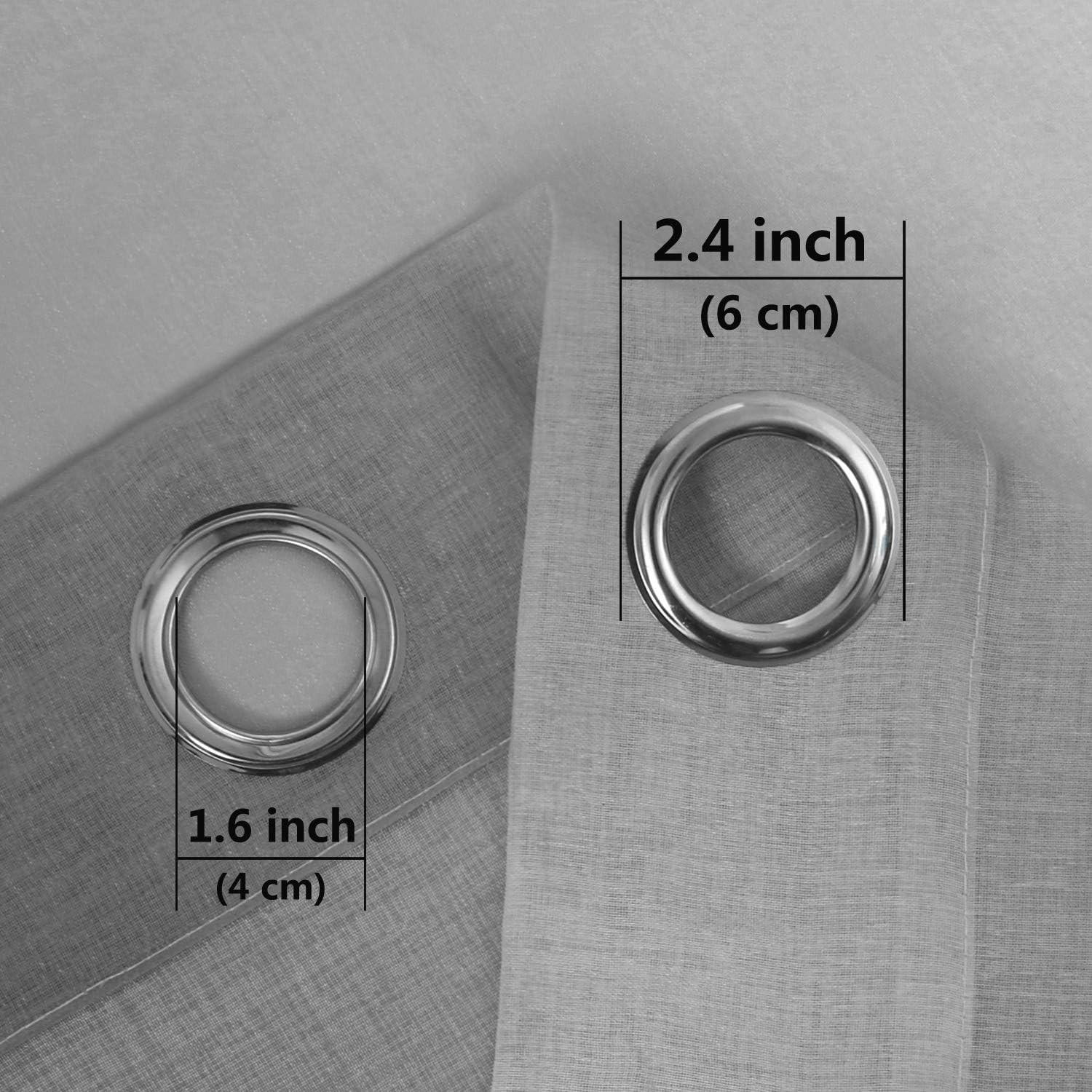 Grey Faux Linen Ombre Sheer Curtains – Semi Voile Gradient Grommet Top Curtains