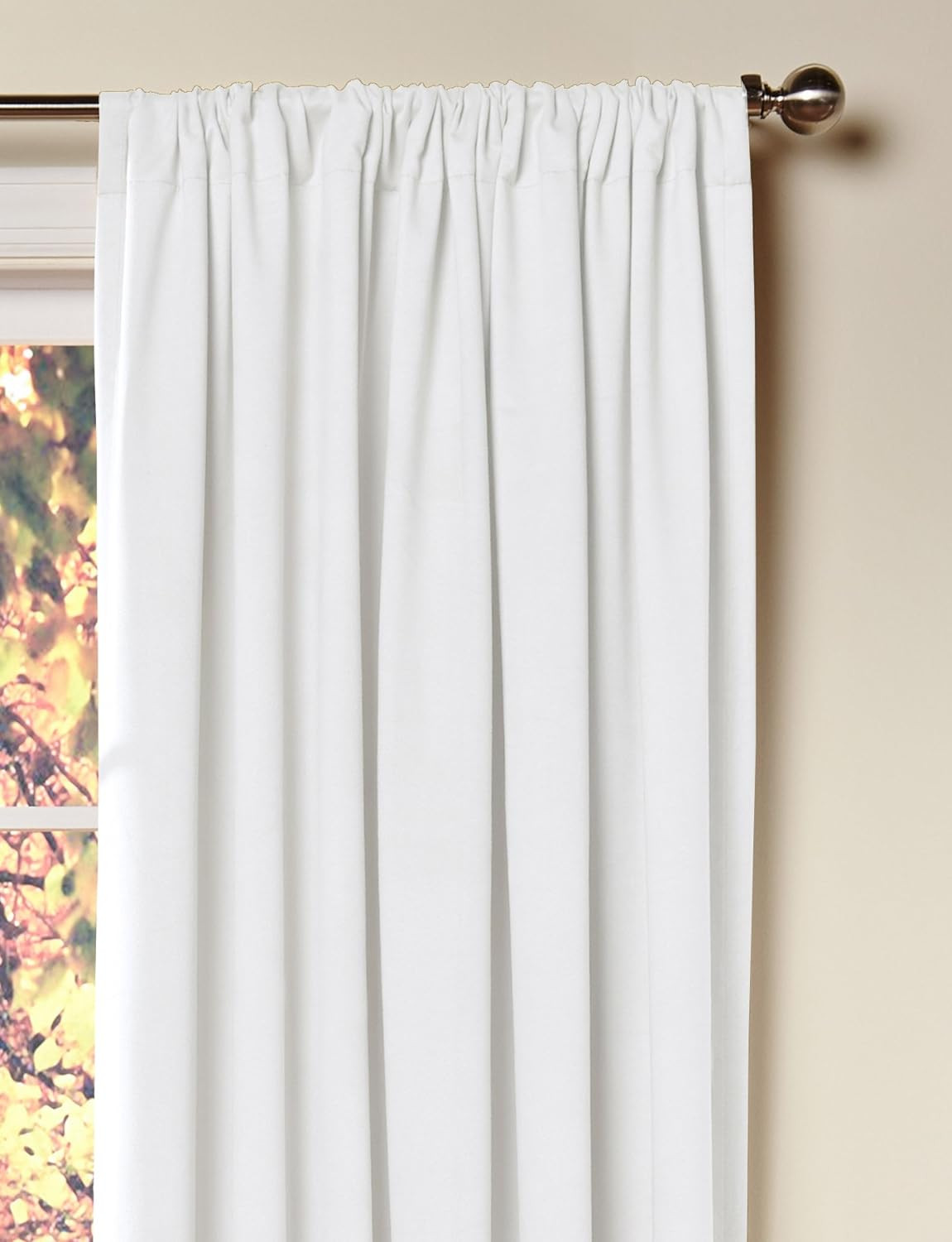 White Curtain Window Panel Drapes – Set of 2 – Thick Cotton Duck F