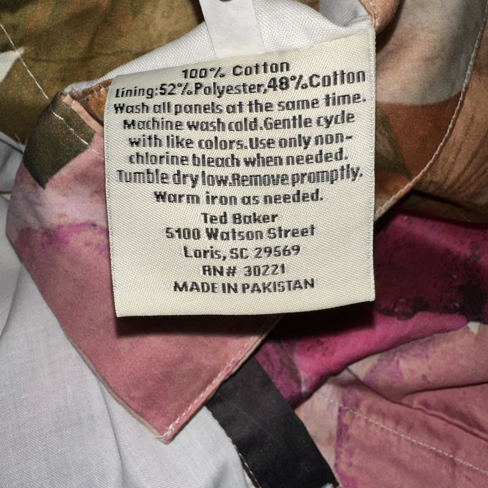 NWT Ted Baker 2 pc LINED Window Curtain Panels Pink Floral 100% Cotton 50” x 84”