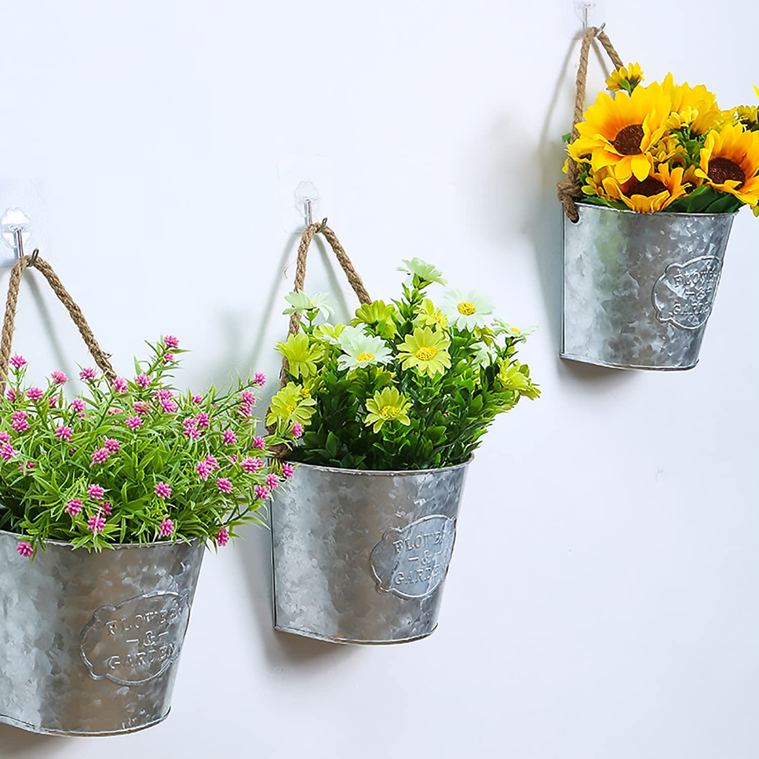 4Pcs Galvanized Metal Wall Planters for Succulents & Herbs – Rustic Decor
