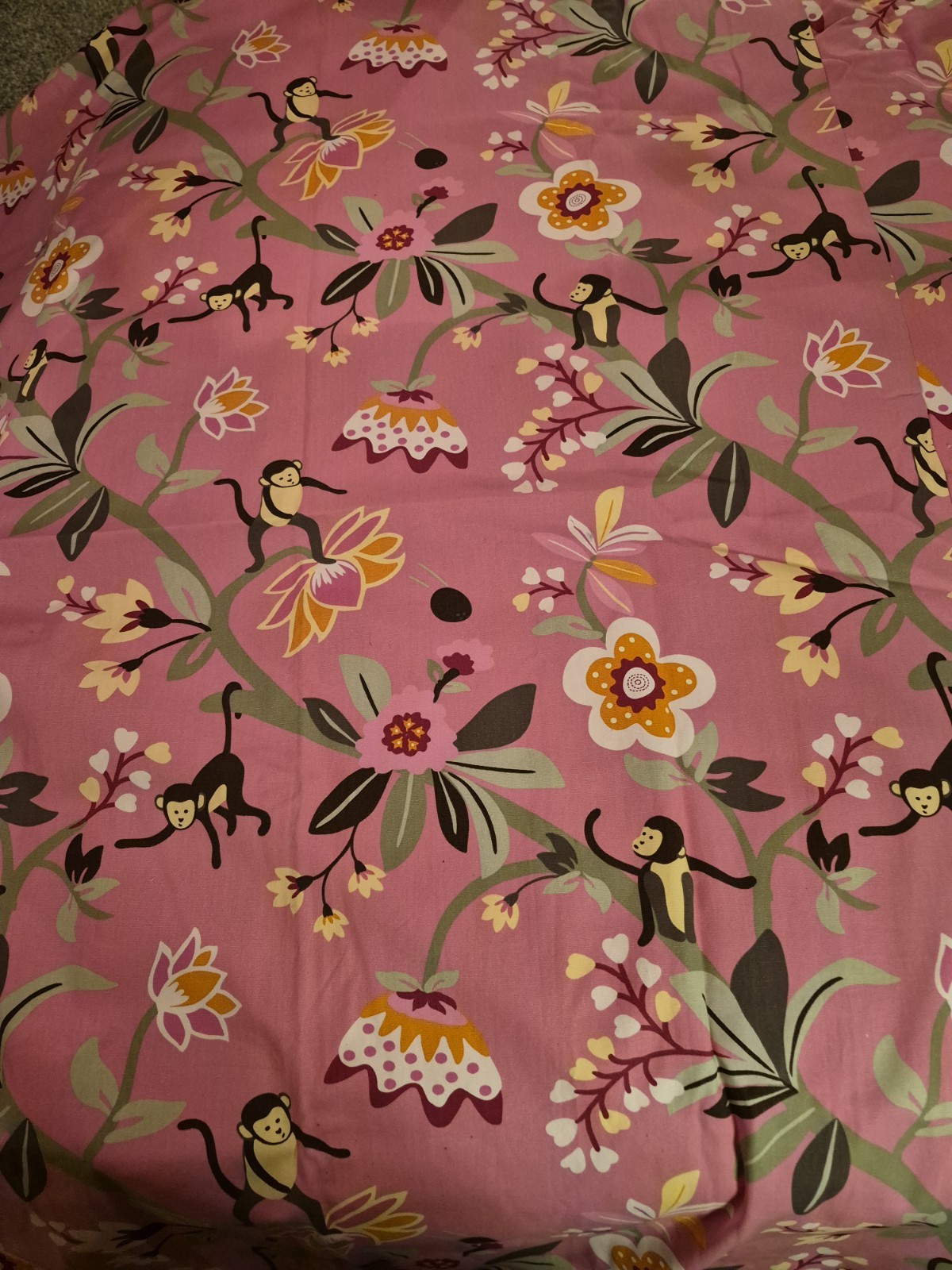 Pottery Barn Kids Pink Curtains Set Of 2 Monkey Floral Print 50×84