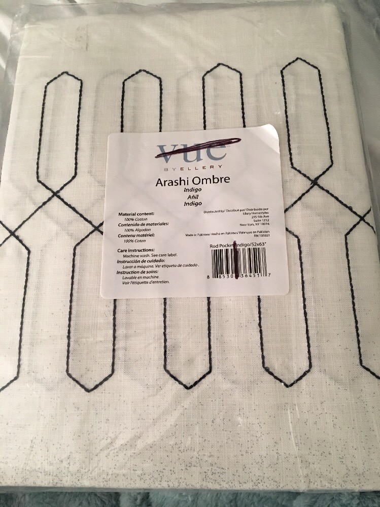 Vue Signature Arashi Ombre Indigo Blue Window Panel 63″L New