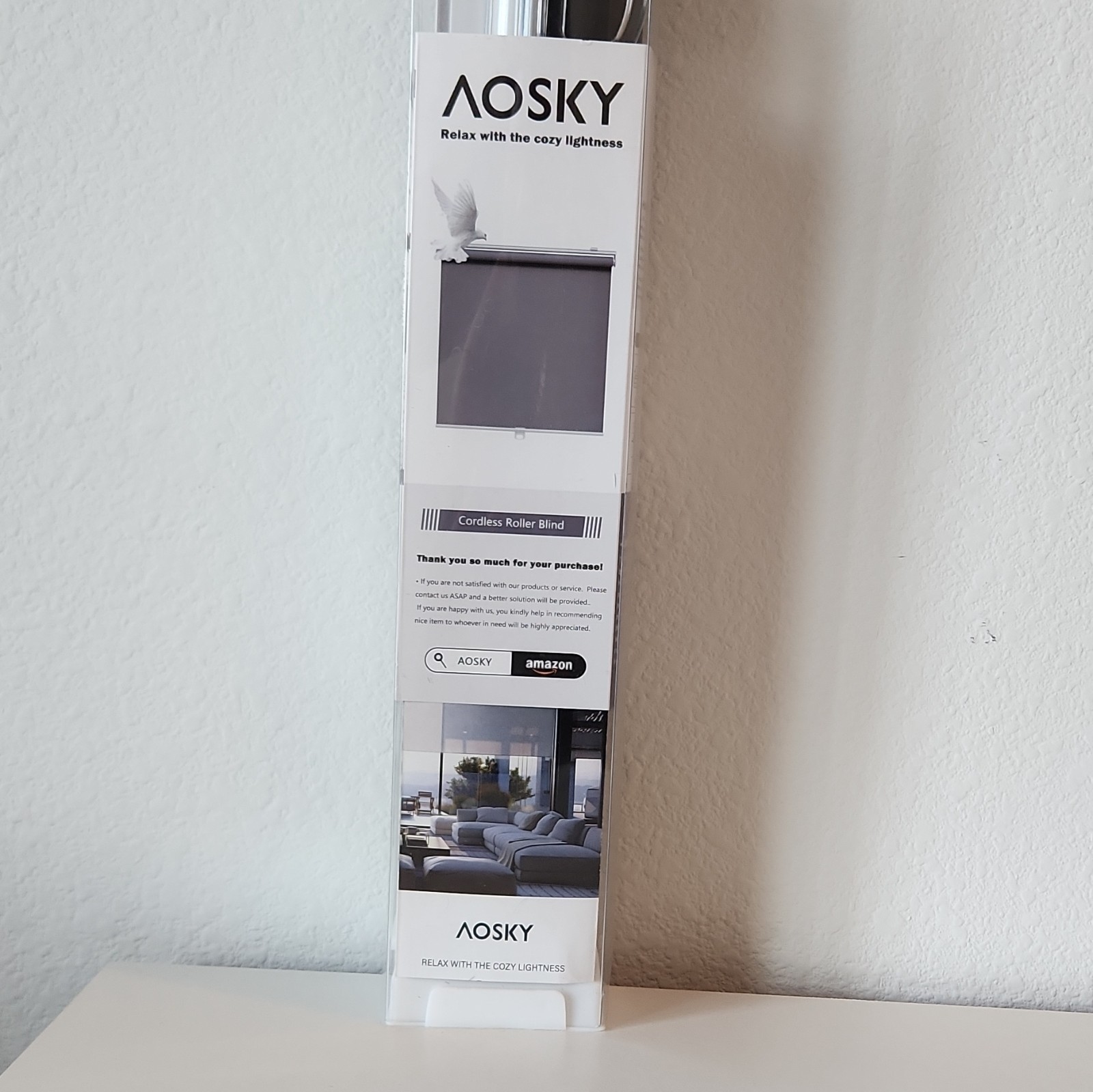 AOSKY Cordless Blackout Roller Shade Black Fabric 23 x 72 in, X003E5U82T
