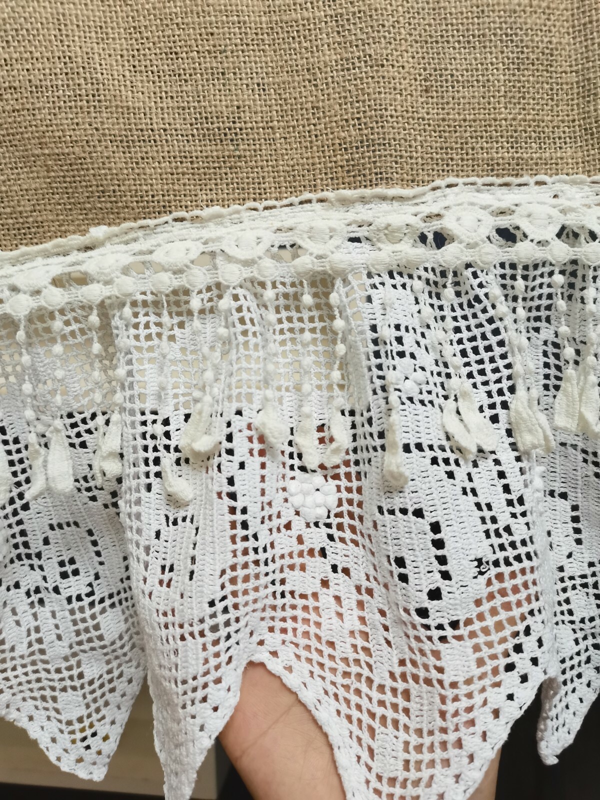 Rustic Burlap Lace Valance Kitchen Curtain window Treatment