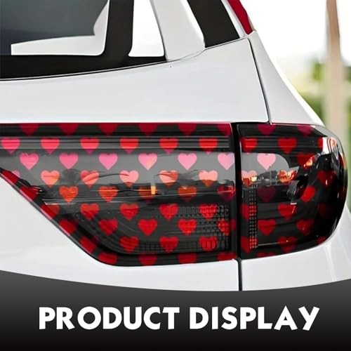 Car Heart Pattern Taillight Stickers, Self-Adhesive Automotive Rear 4 PCS Black