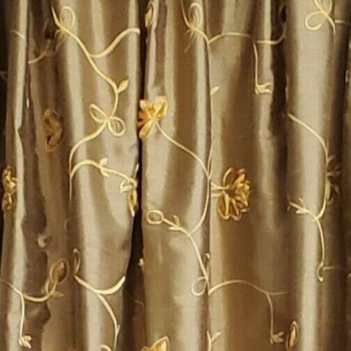 French Door curtain Olive embroidered 54″ wide 72″ length sash Free shipping